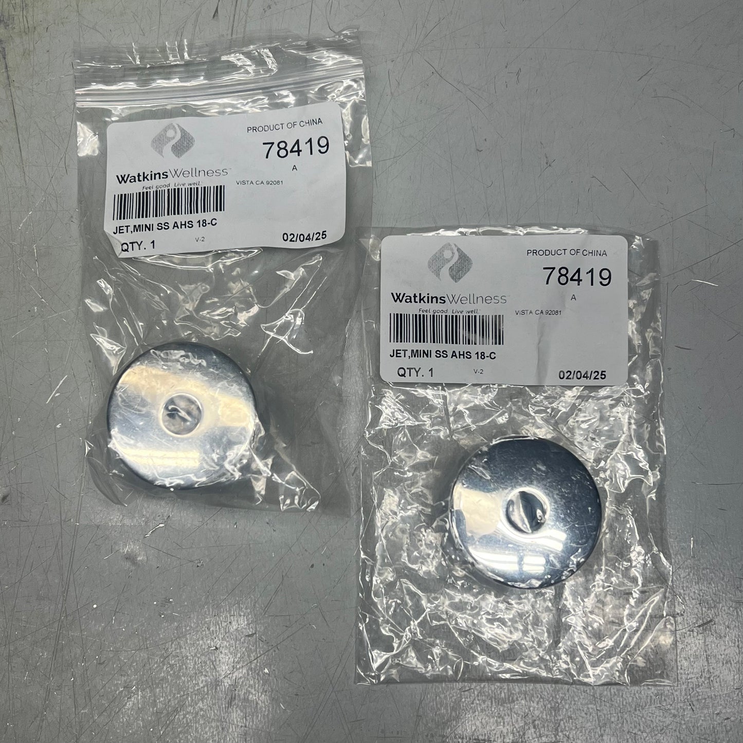 ZA@ WATKINS WELLNESS (2 PACK) Free Flow Jet Mini SS AHS For Hot Spring Freeflow SPa Chrome