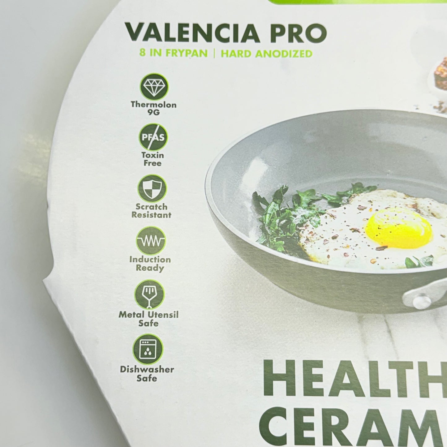 THE ORIGINAL GREEN PAN Valencia Pro 8" Frypan Ceramic Nonstick Gray PFAS Free