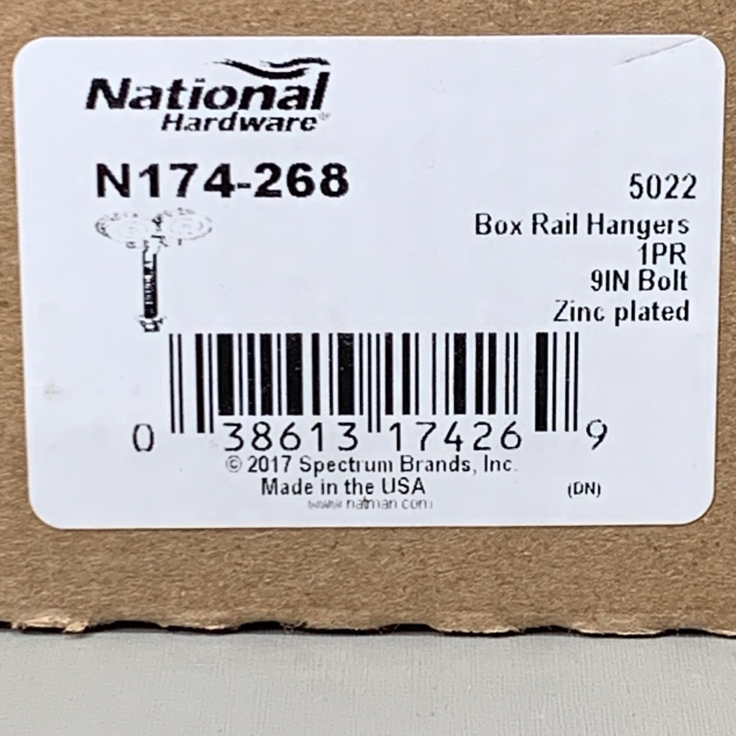 NATIONAL HARDWARE 2-PACK! Sliding Barn Door Box Rail Roller Hanger 9" Bolt N174-268