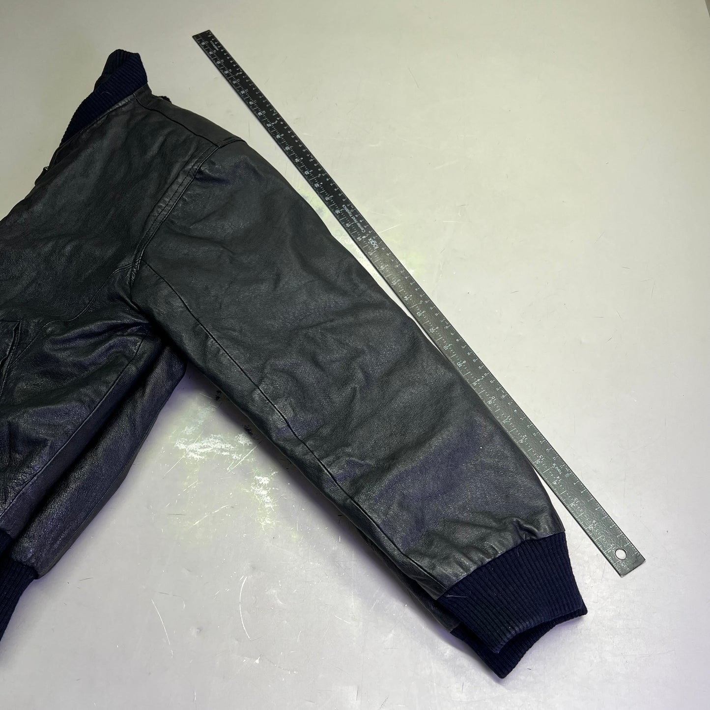 NEW ORDEDR Authentic Leather Jacket Full Zip Men's Sz L Black (Pre-Owned)