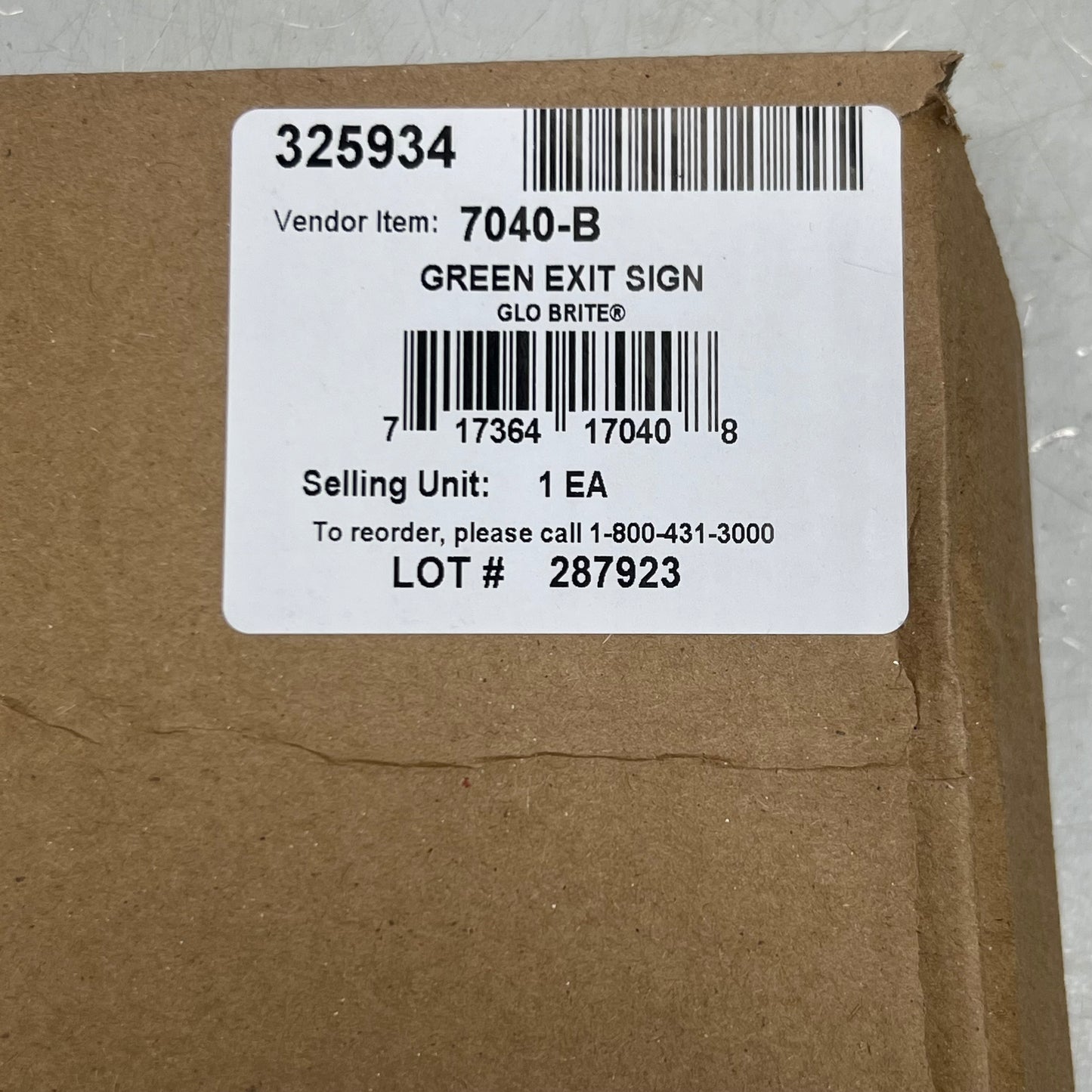 ZA@ GLO BRITE Green Exit Sign Sz 15"L x 8.5"H, 325934 A