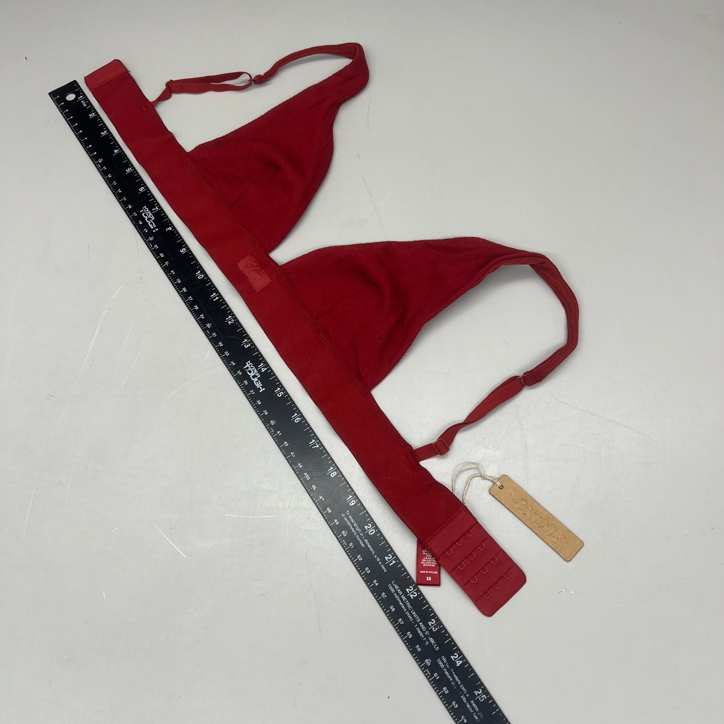 SKIMS Breathable Cotton Rib Triangle Plunge Bralette Women's Sz XS Brick