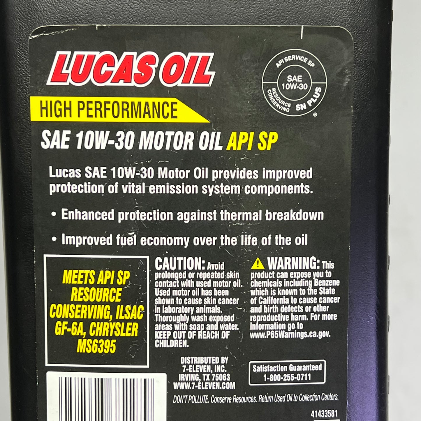 ZA@ LUCAS (6 PACK, 1 QUART EACH) SAE 10W-30 Motor Oil API SP