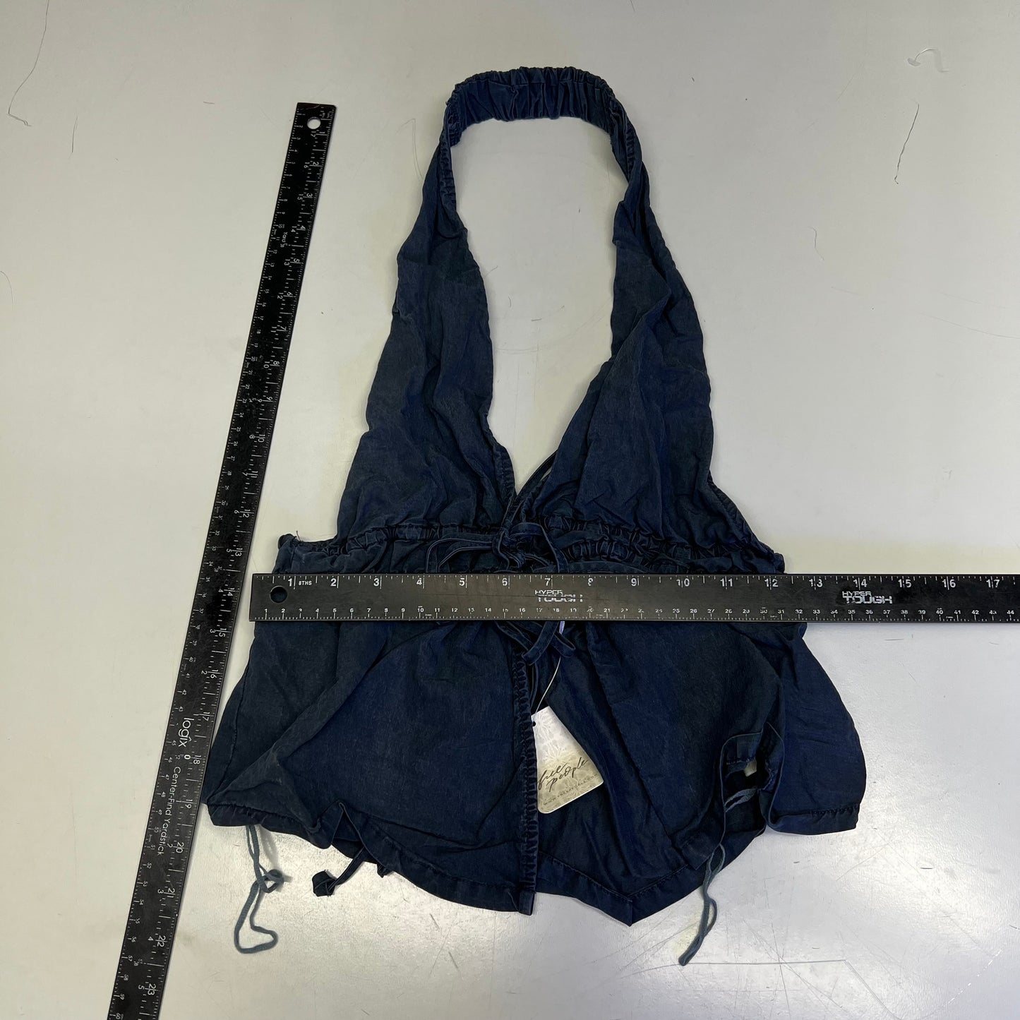 FREE PEOPLE Sidra Set Halter Top & Knee Shorts Women's Sz S India Ink 98363328