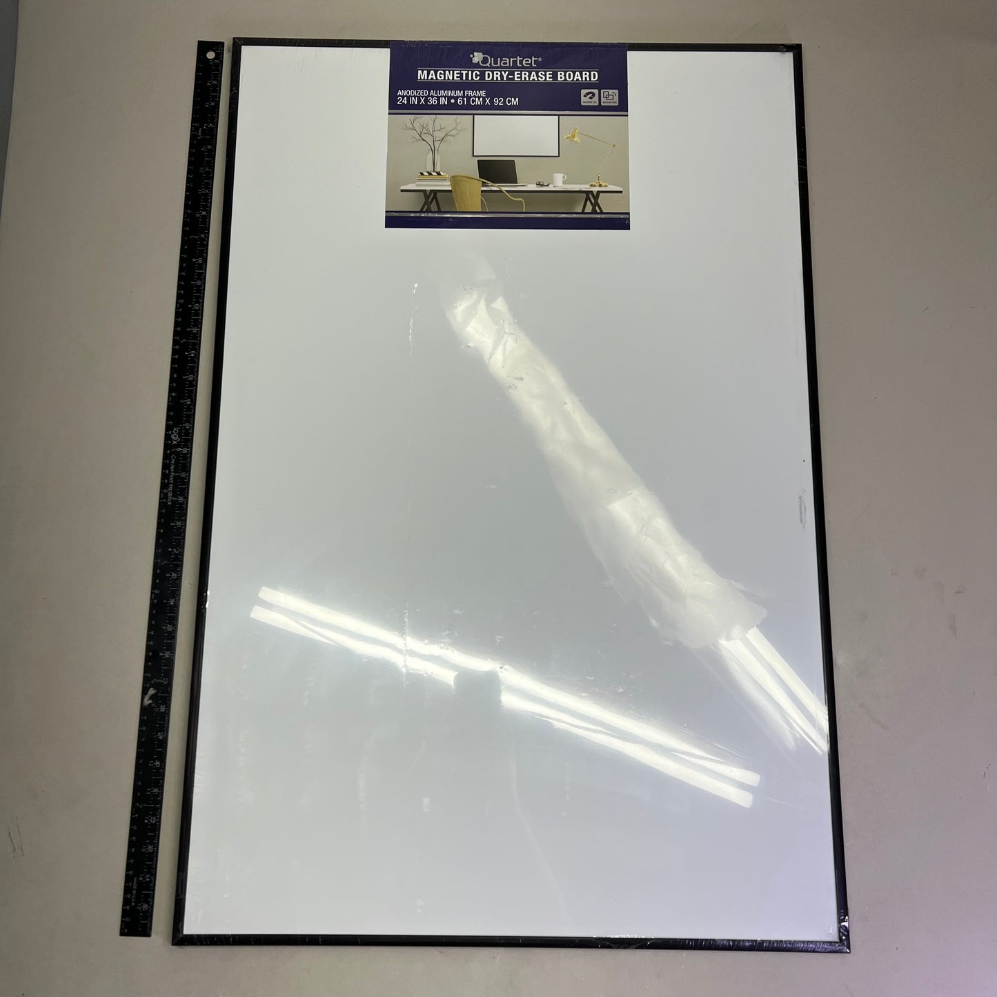 QUARTET Magnetic Dry-Erased Board Anodized Aluminum 36"x24" Black 21502-9