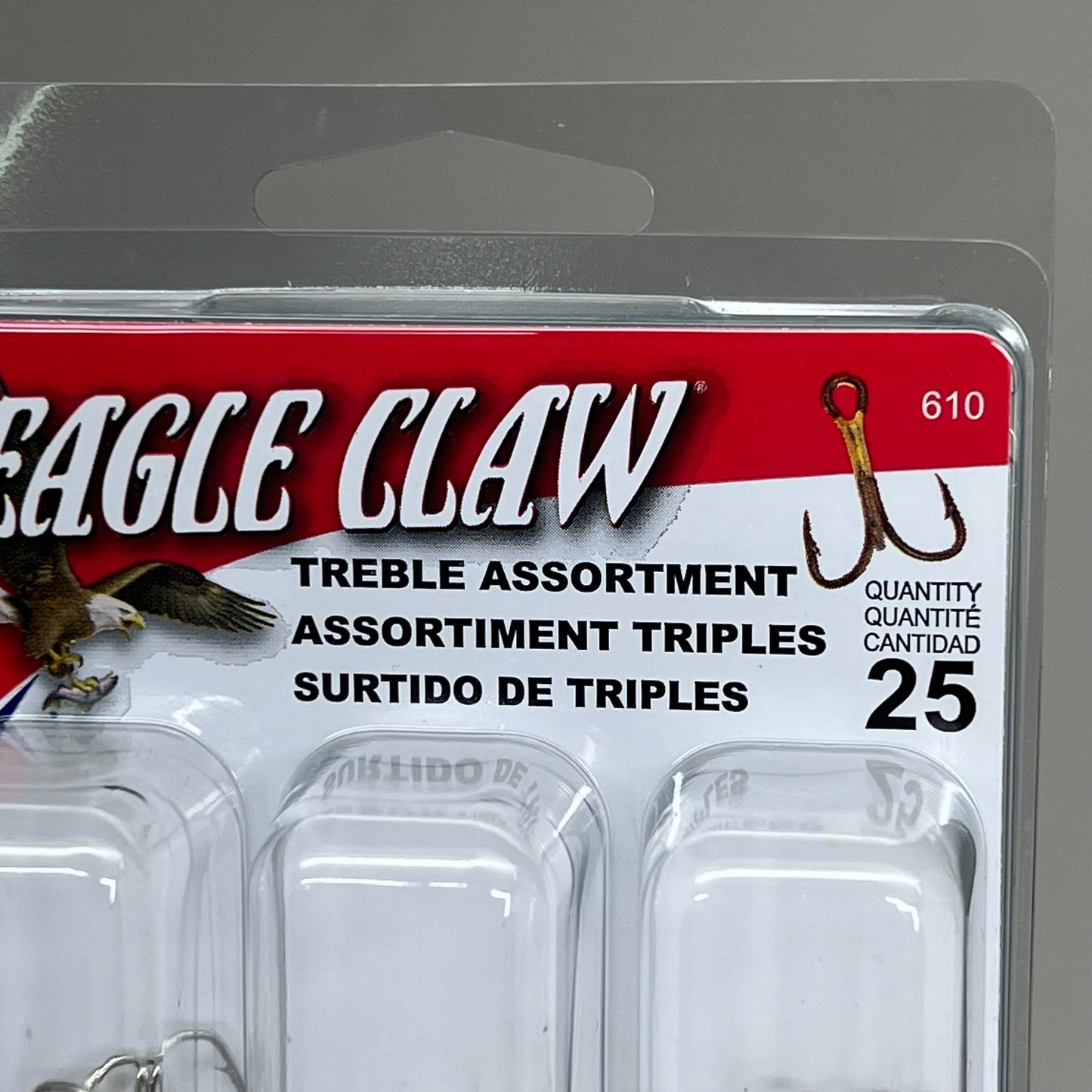 EAGLE CLAW (2 PACK) Treble Hook Assortment Variety Sizes Bronze/Chrome 25pc 610