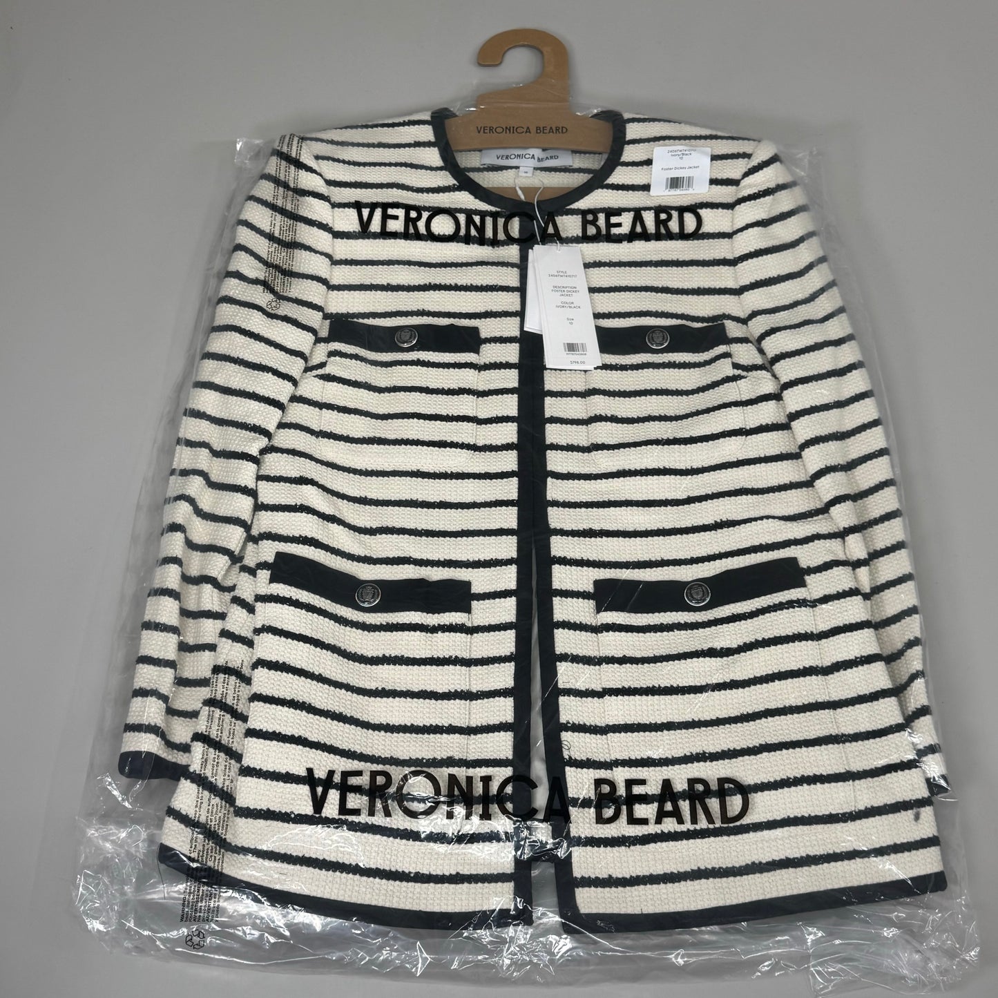 VERONICA BEARD Women's Foster Dickey Jacket Sz-10 Ivory/Black 2406TW7410717