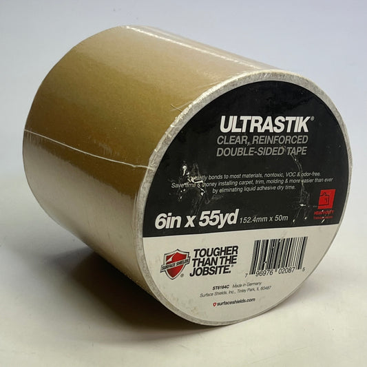 ULTRASTIK (2 Rolls) Clear, Reinforced Double Sided Tape Sz 6" x 55 yd. ST6164C