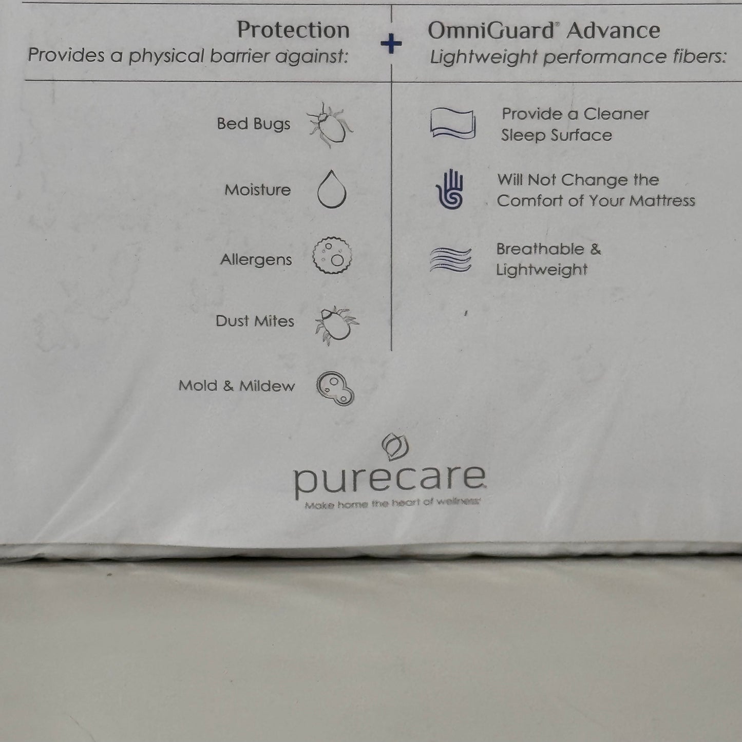 PURE CARE Premium Protection Mattress Protector Universal Depth Twin FTATE33