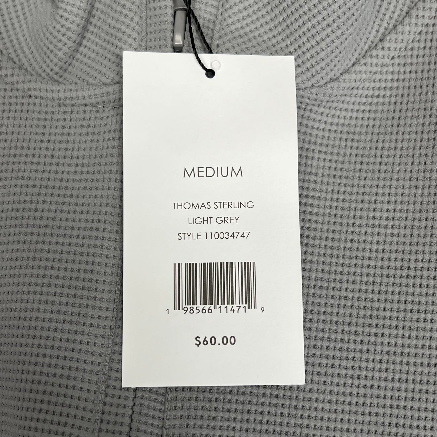 THOMAS STERLING Half Zip Soft Waffle Knit Jacket Mens Sz M Light Grey 1100034747