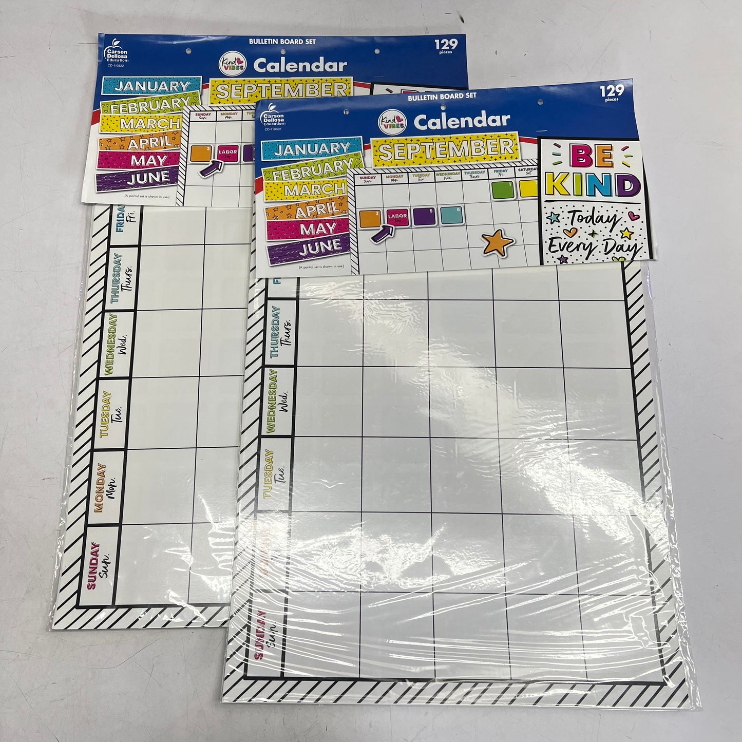 CARSON DELLOSA (2 PACK) Kind Vibes Calendar Bulletin Board Set 129 Pieces