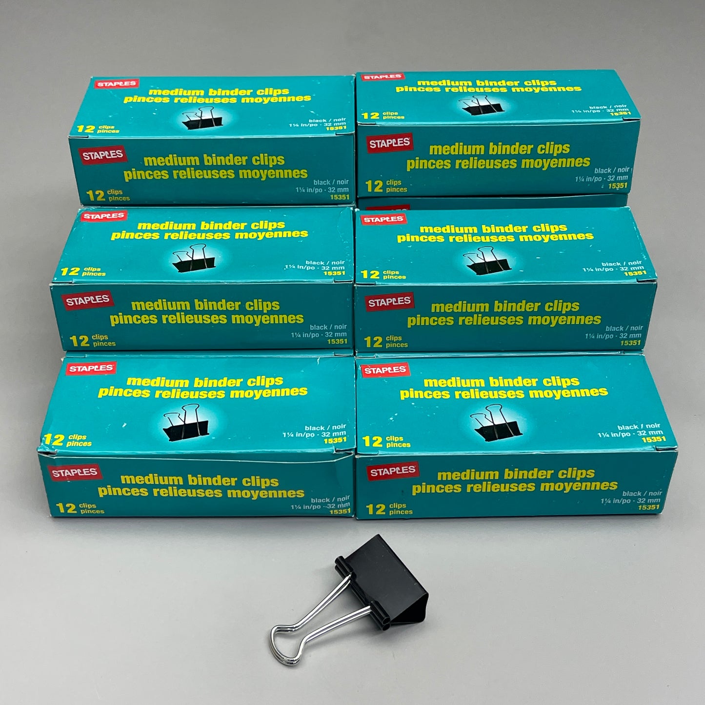 STAPLES 144 PK! Medium Binder Clips Black Oxide 1-1/4" 15351 (New)