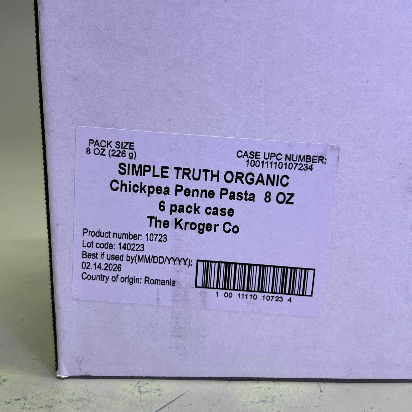 ZA@ SIMPLE TRUTH ORGANIC (6 PACK) Chickpea Penne Pasta 8 oz Yellow BB 02/26 D