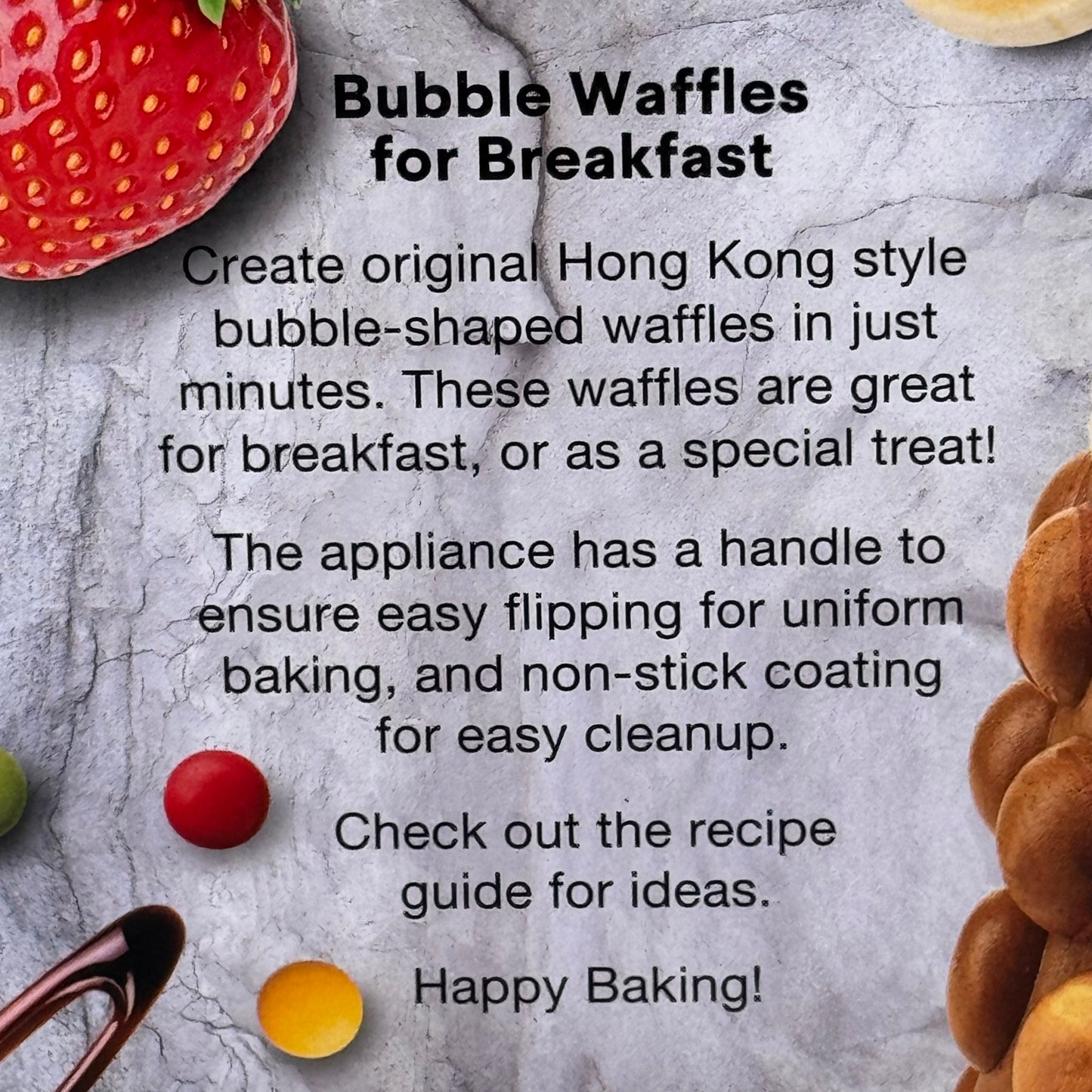 MASTER CHEF Bubble Waffle Maker Non-Stick Coating 12" x 9.5" White MTF-BWW-696