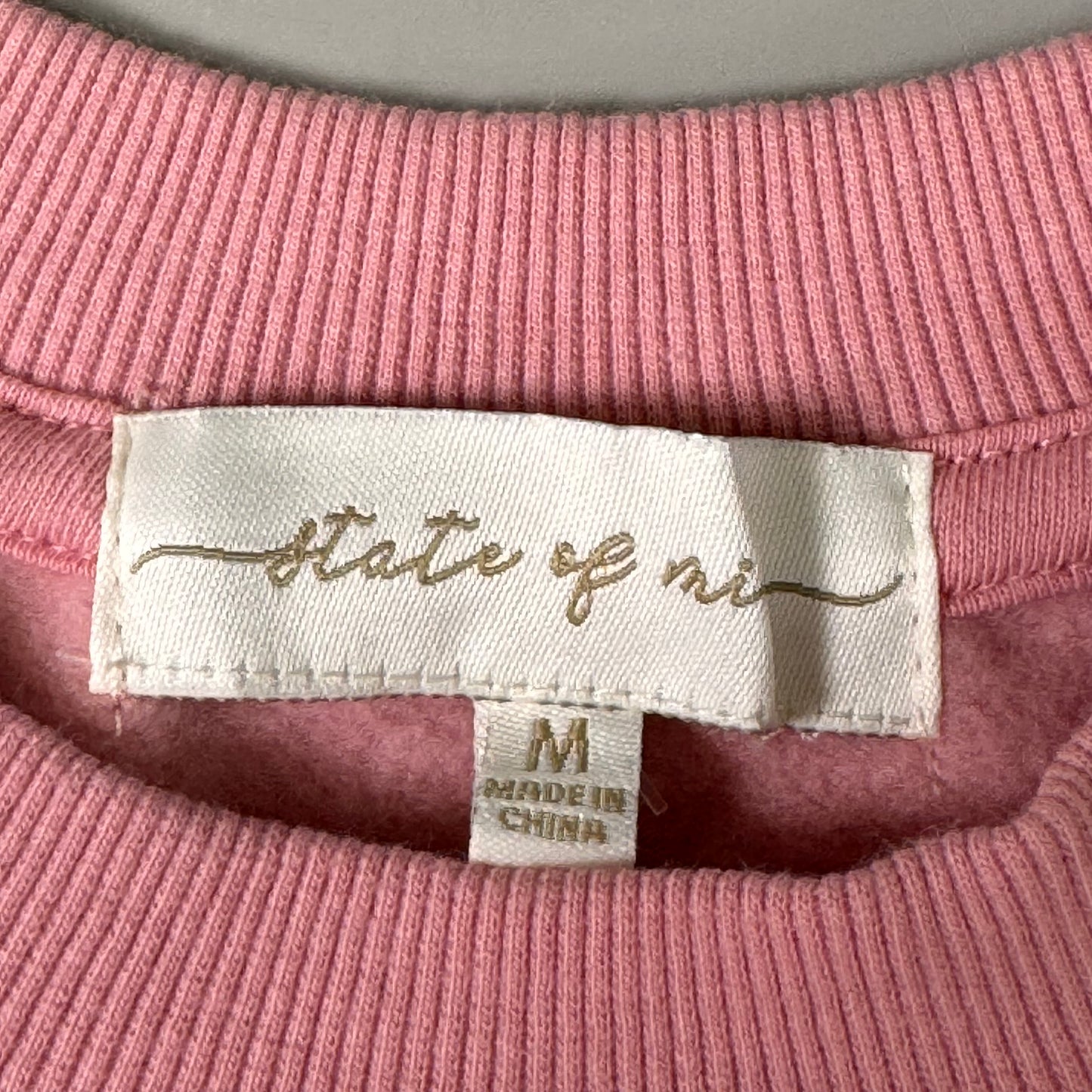 STATE OF MINE Sewn on New Mexico Crewneck Hoodie Blush Pink Women's Sz M 15711