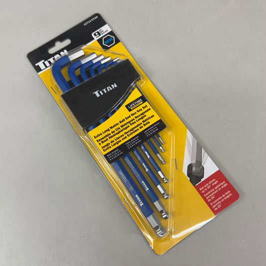 TITAN (9 Pieces) Extra Long Metric Ball End Hex Key Set 1.5-10mm Blue 12714