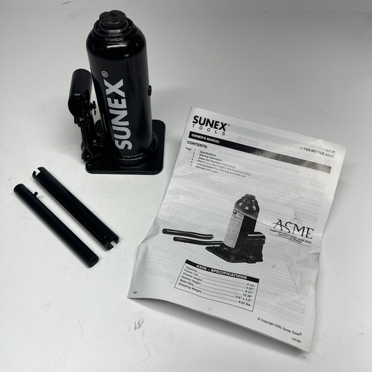 SUNEX TOOLS Bottle Jack Fully Welded Base Built-in Safety Valve 6 Ton 4406