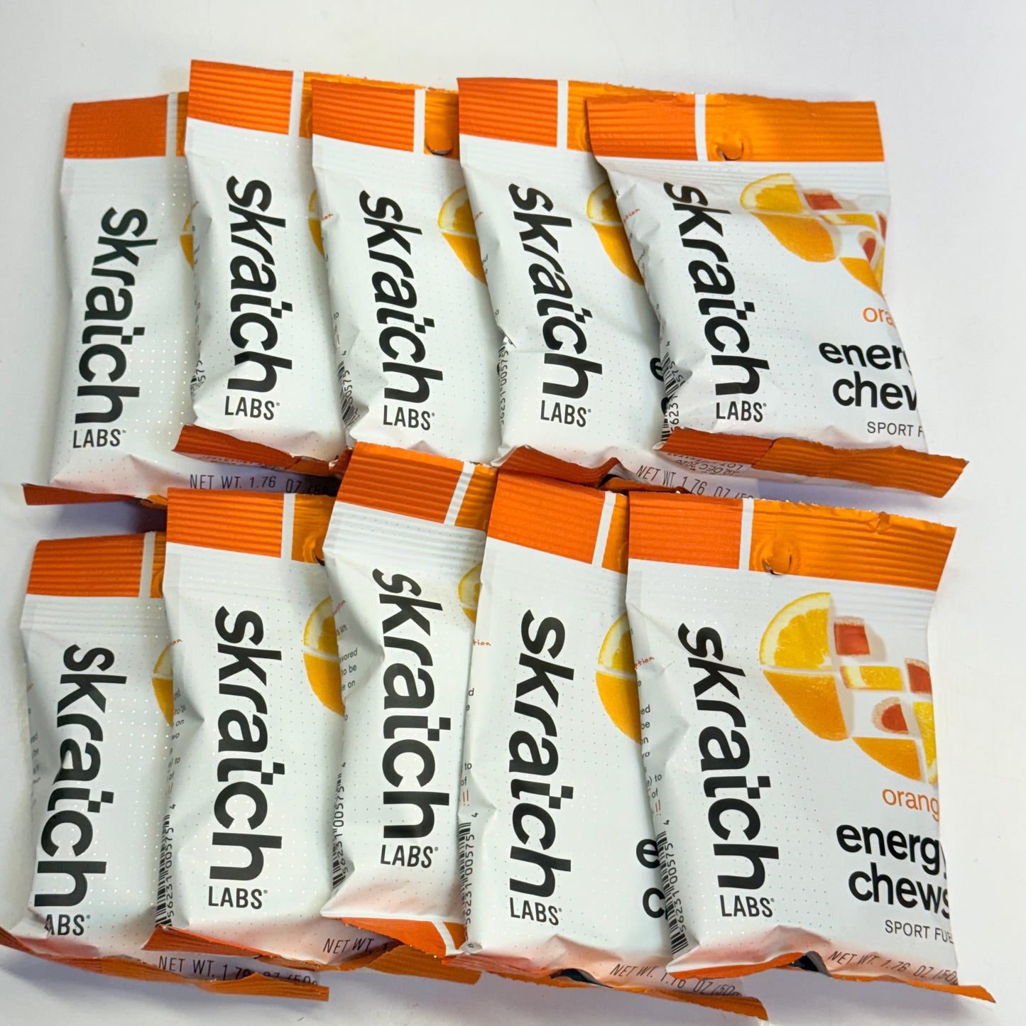 ZA@ SKRATCH (10 PACK) Orange Energy Chews 1.76 Oz BB 12/26 (New - Dented Box)