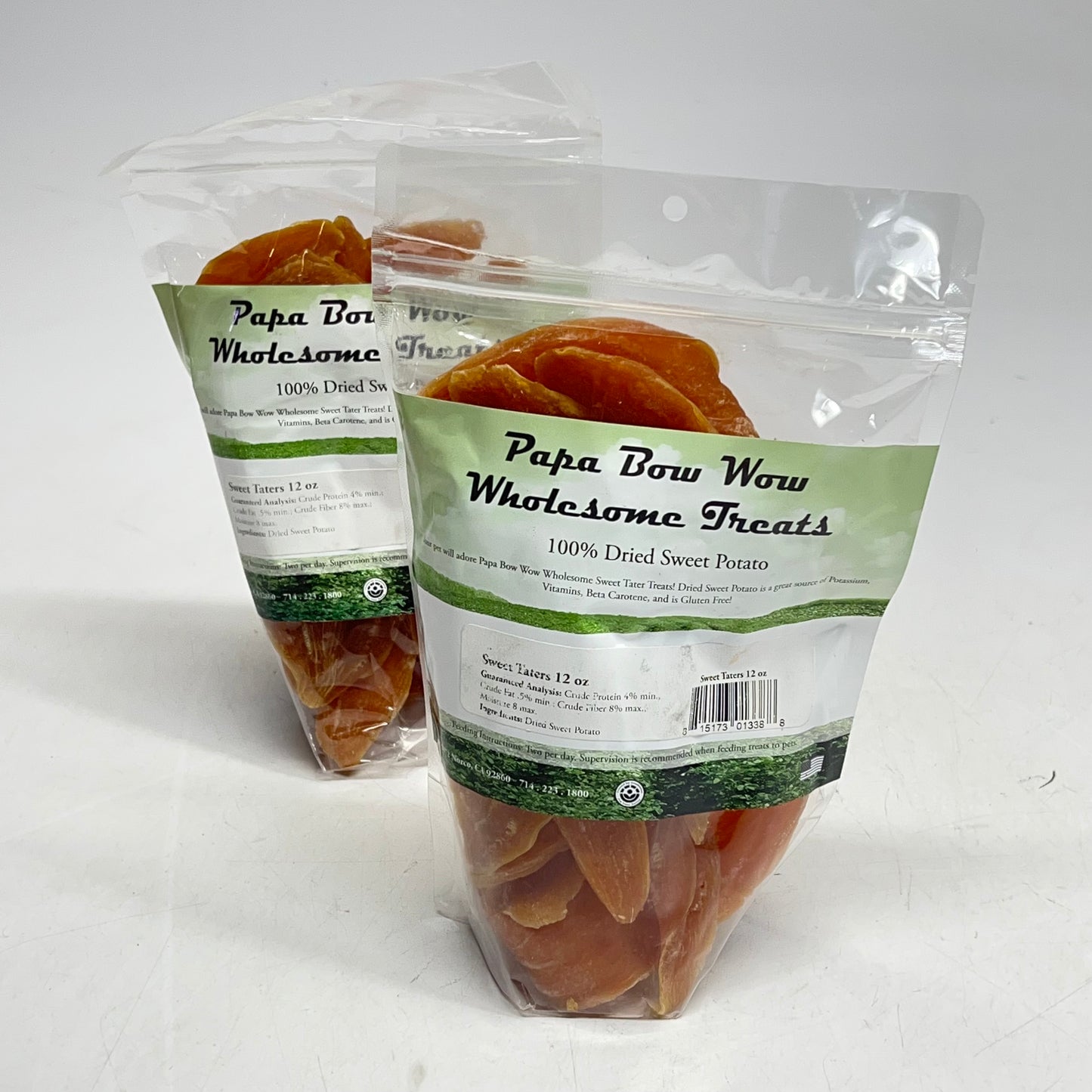 PAPA POW WOW (2 PACK) Wholesome Treats 100% Dried Sweet Taters 12 Oz BB 02/27