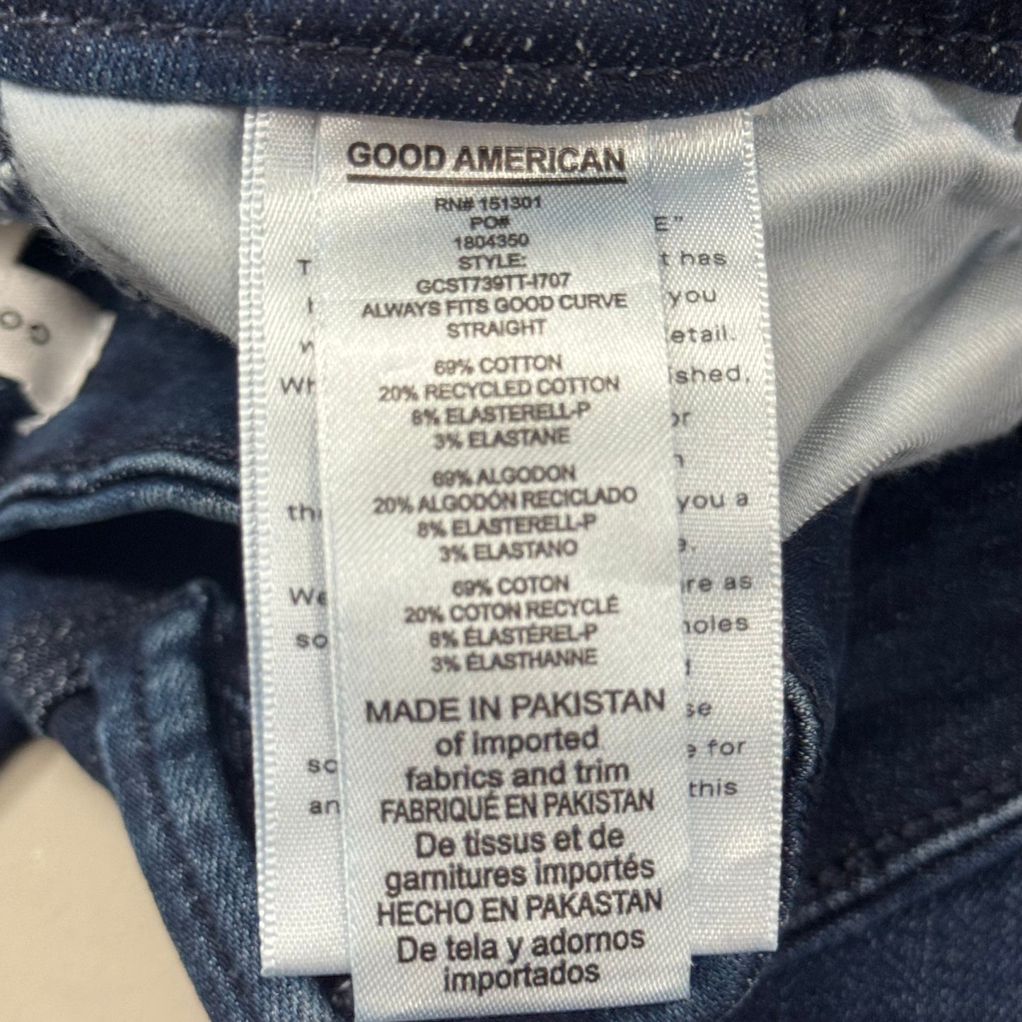 GOOD AMERICAN Always Fits Good Curve Straight Jeans Women's Sz 6/12 Indigo707 GCST739TT