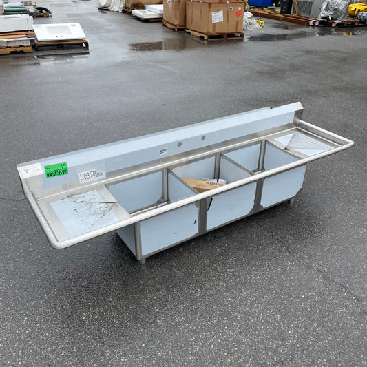 Z@ STEELTON Commercial 3 Compartment Sink 19” 18-gauge Stainless Steel 522CS31818LR