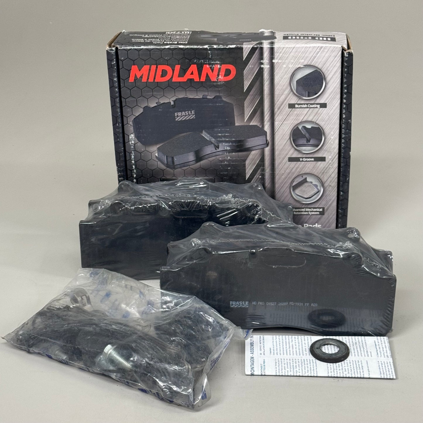 MIDLAND Air Disc Brake Pads Heavy Duty Quiet for Bus & Truck Transit MPBD1527HD