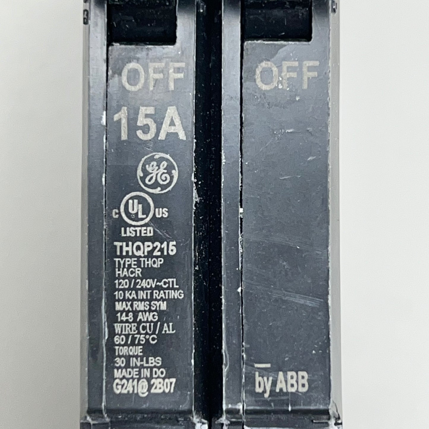 General Electric (2 PACK) 15 Amp 1/2" Circuit Breaker 2 Poles 120/240AC Volts THQP215