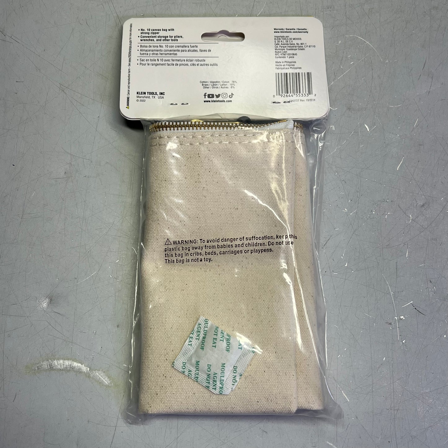 KLEIN TOOLS Canvas Zipper Tool Bag w/ Interior Pockets 12.5" x 7" Tan 5139
