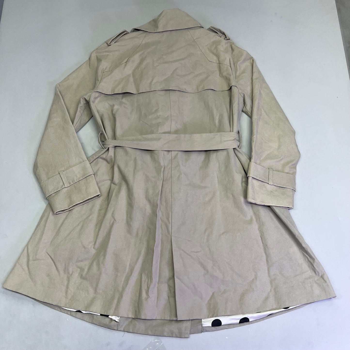 CAROLINA HERRERA Trench Coat Dot 55% Silk Lined Women's Sz S Khaki (Pre-Owned)