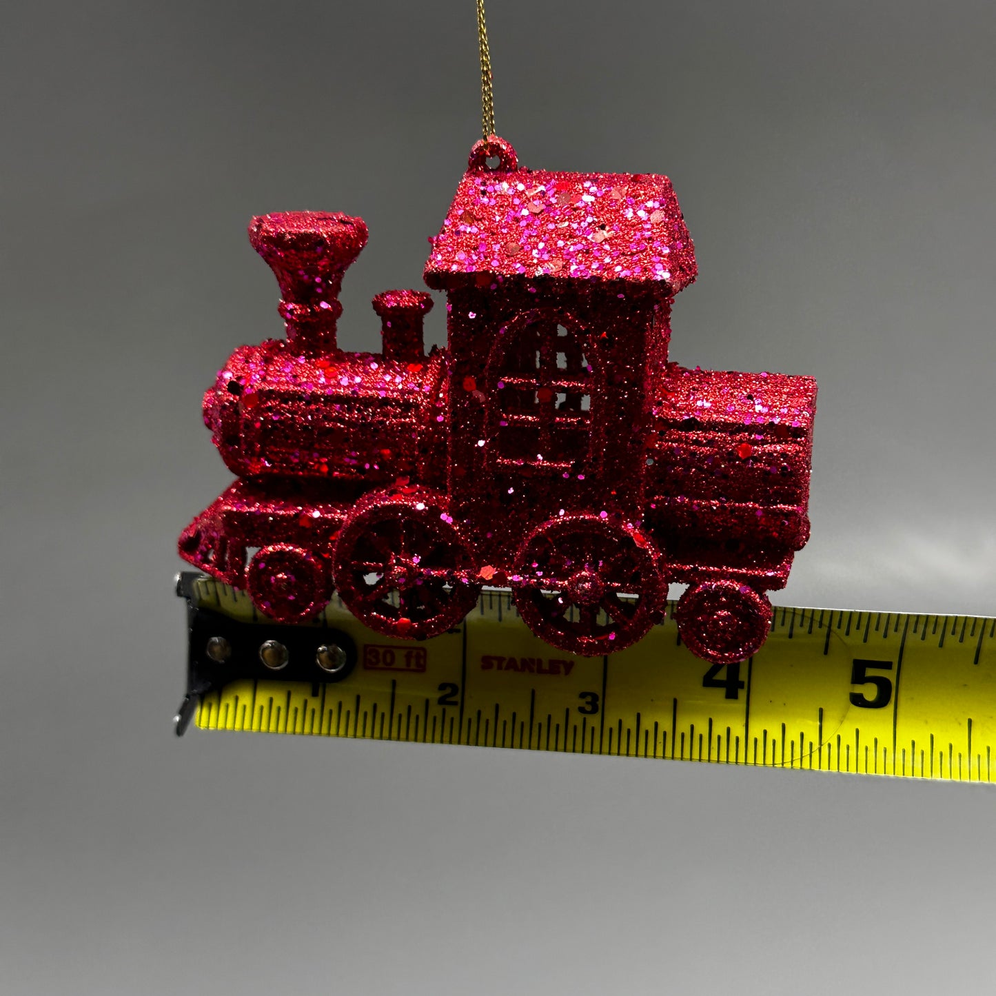 KURT S. ADLER Train Christmas Ornament Red Glitter 3.4“ T3628