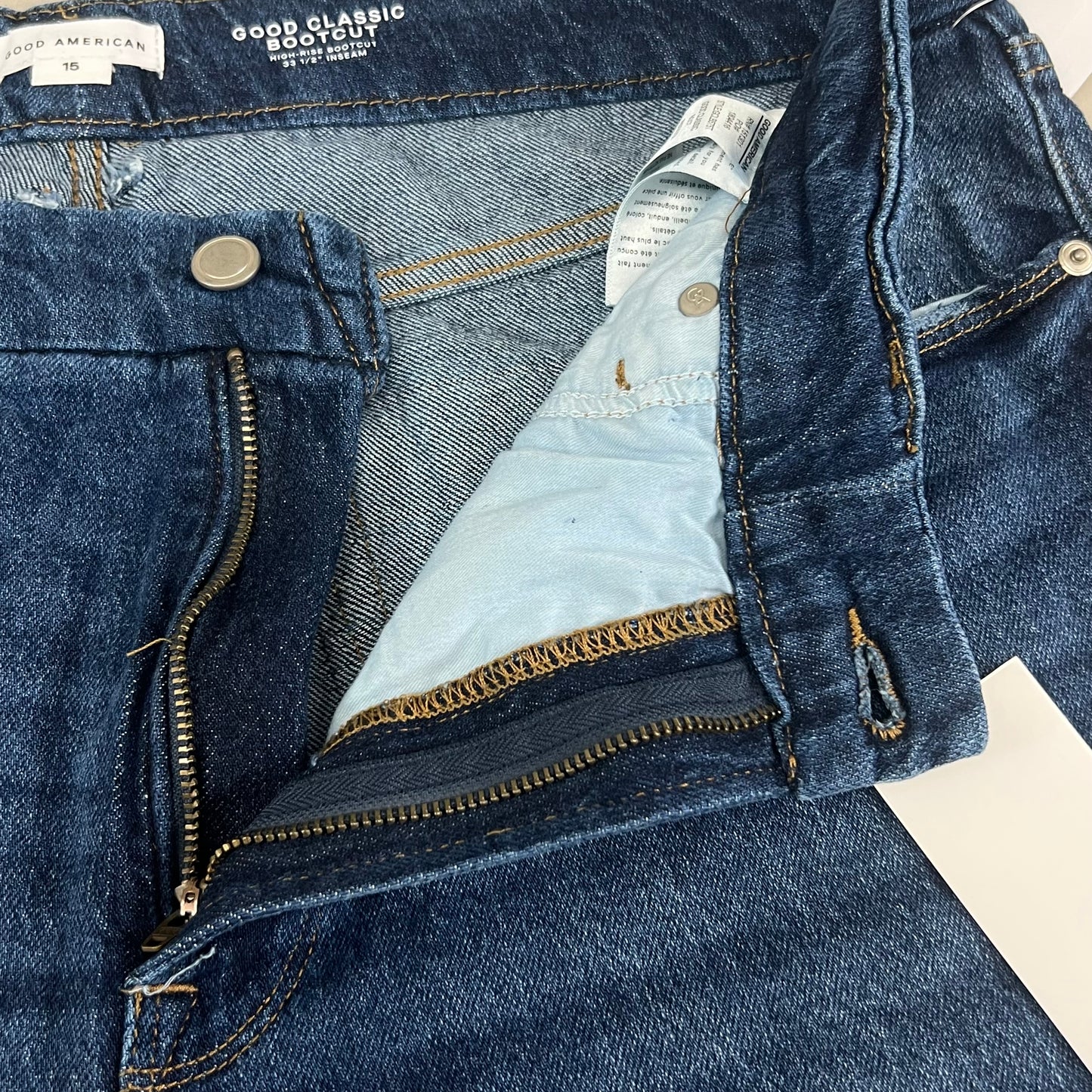 GOOD AMERICAN Good Classic Slim Bootcut High-Rise Jeans Women's Sz 15 Indigo704 GCLB575T