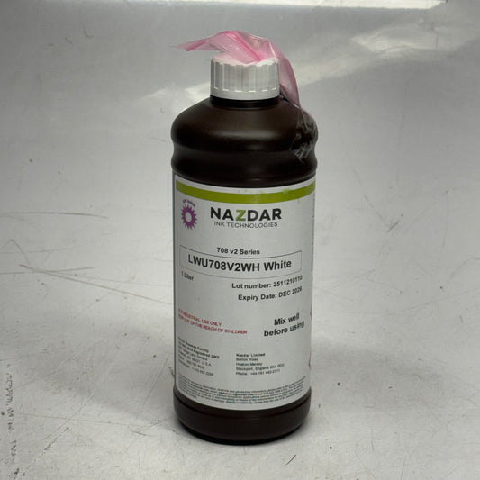 NAZDAR UV-Led White Ink 1 Lt Mimaki Lus170 Compatible 708 V2 SERIES BB 12/26