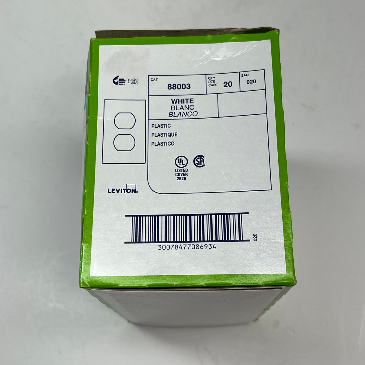 ZA@ LEVITON 1 Gang Duplex Receptacle Plate  White 88003
