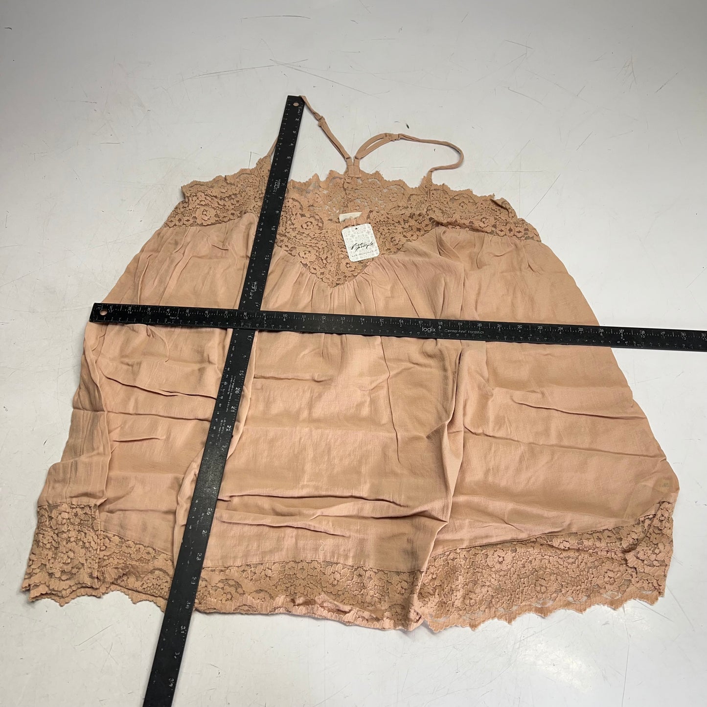 FREE PEOPLE Fiona Lace Trim Slip Dress Women's Sz XL Blush Sand 102276042