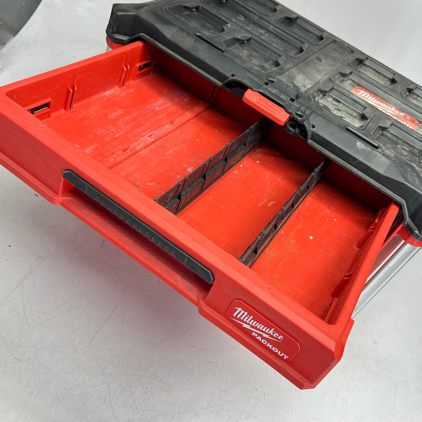 ZA@ MILWAUKEE Packout Modular 3-drawer Tool W/ Metal Reinforced Corner  Red/White |(Used)