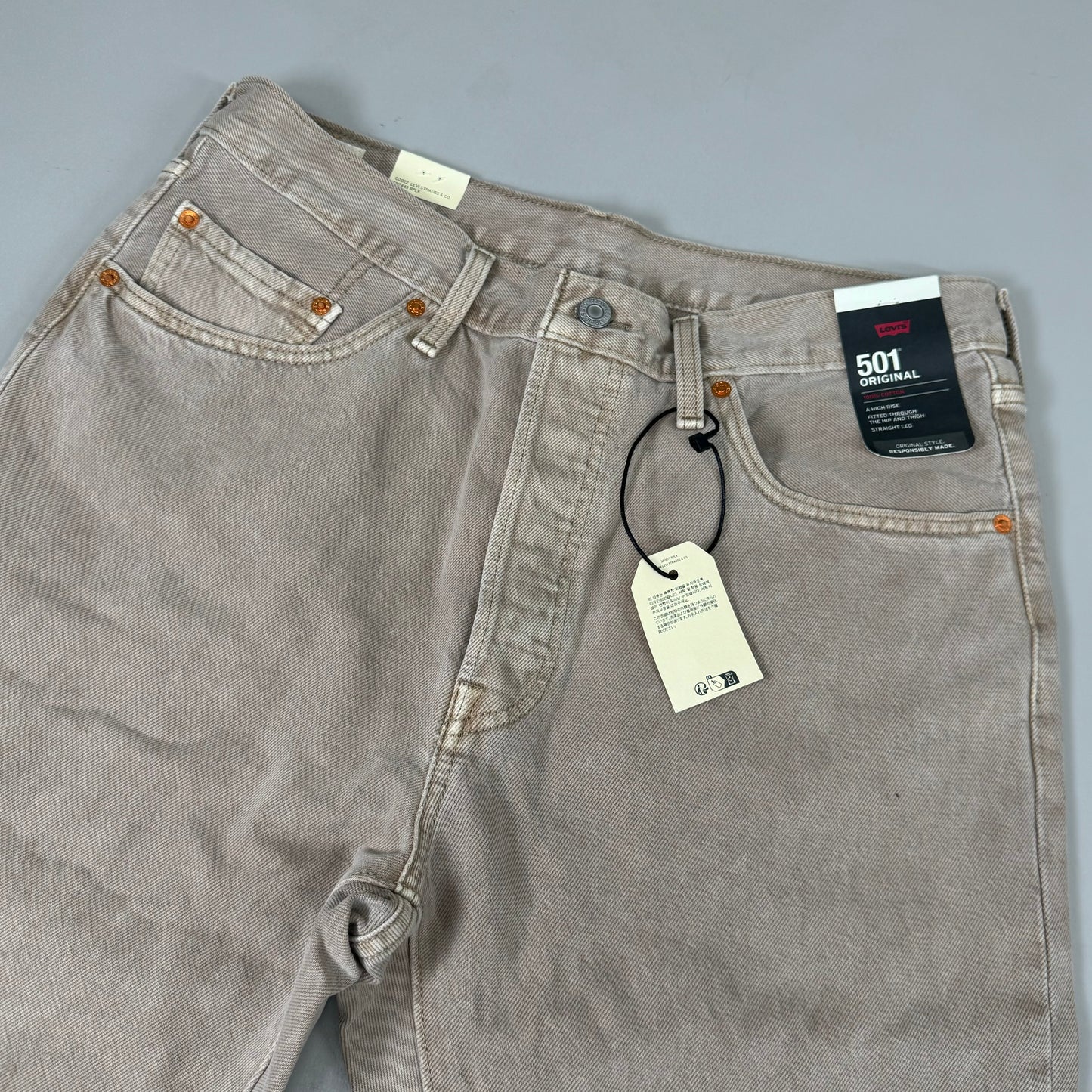 LEVIS 501 Original High Rise Straight Leg Jeans Women's Sz 32x30 Tan 125010525