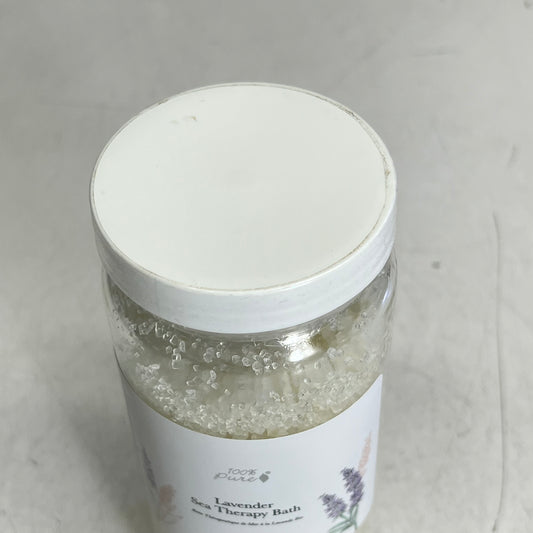 100% PURE Lavender Sea Therapy Bath In Glass Jar Natural & Vegan 15 Oz White