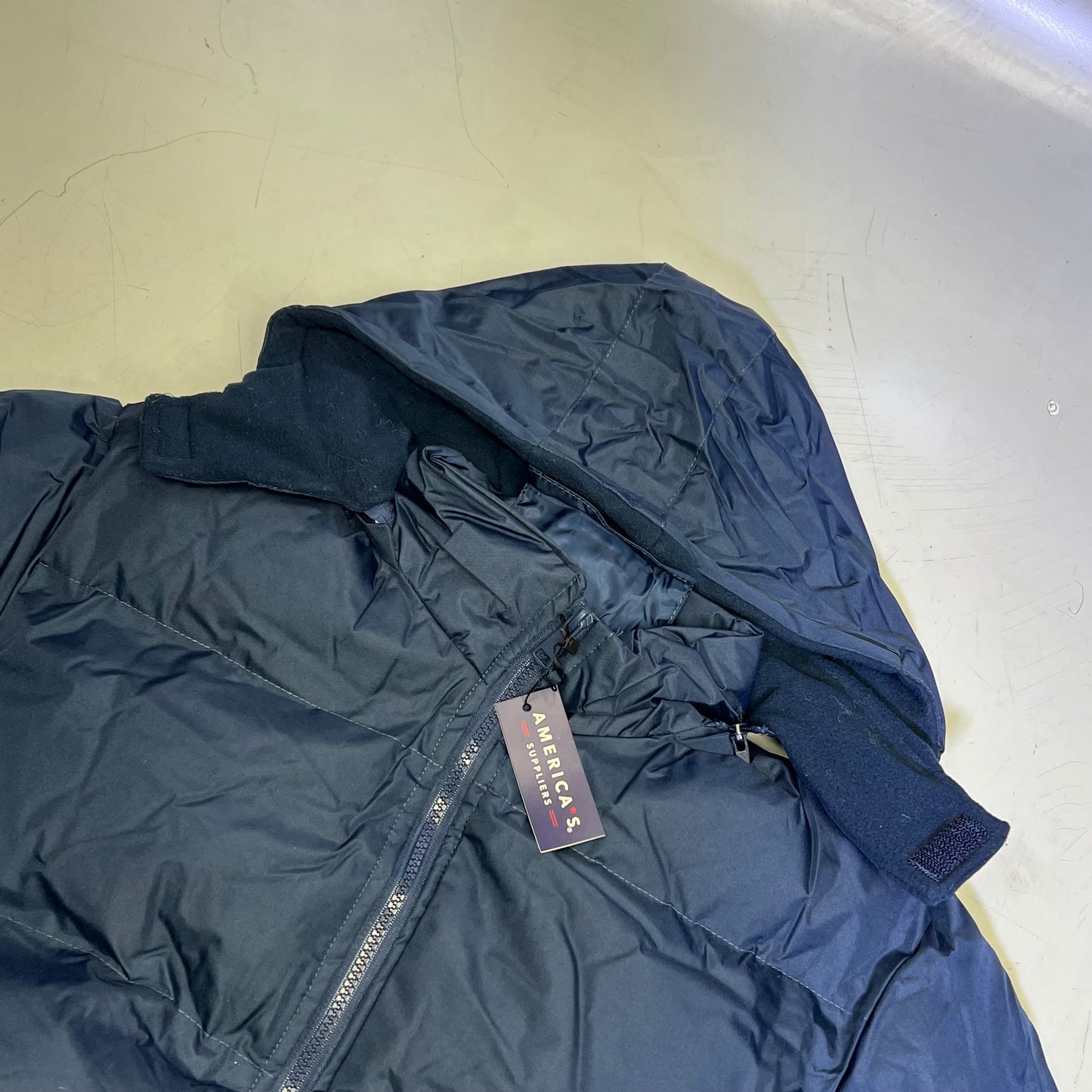 AMERICAS SUPPLIER Heavyweight Zip Up Coat Jacket Men's Sz L Navy Blue 2383077