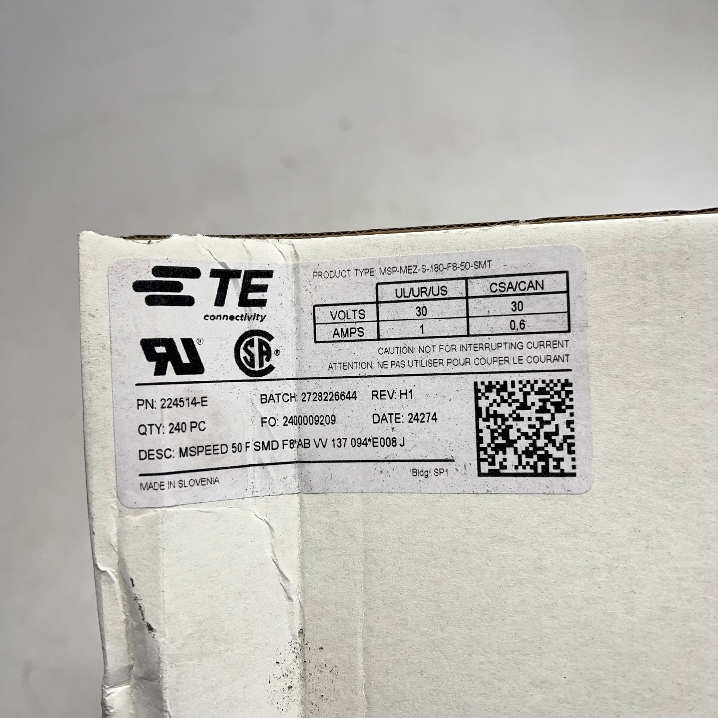 TE CONNECTIVITY (240 ROLL) Mezzanine Connector 1 Mm 2 Rows 50 Contacts 224514-E