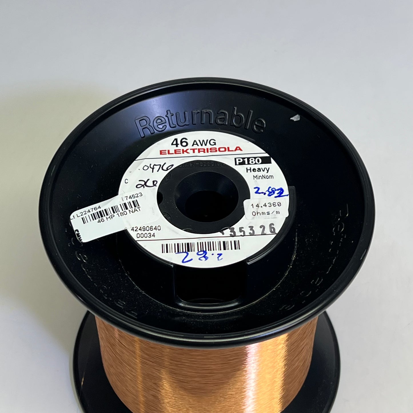 ELEKTRISOLA (3 POUNDS) Enamel Coated Copper Magnet Wire 46 AWG P180 LT L224764
