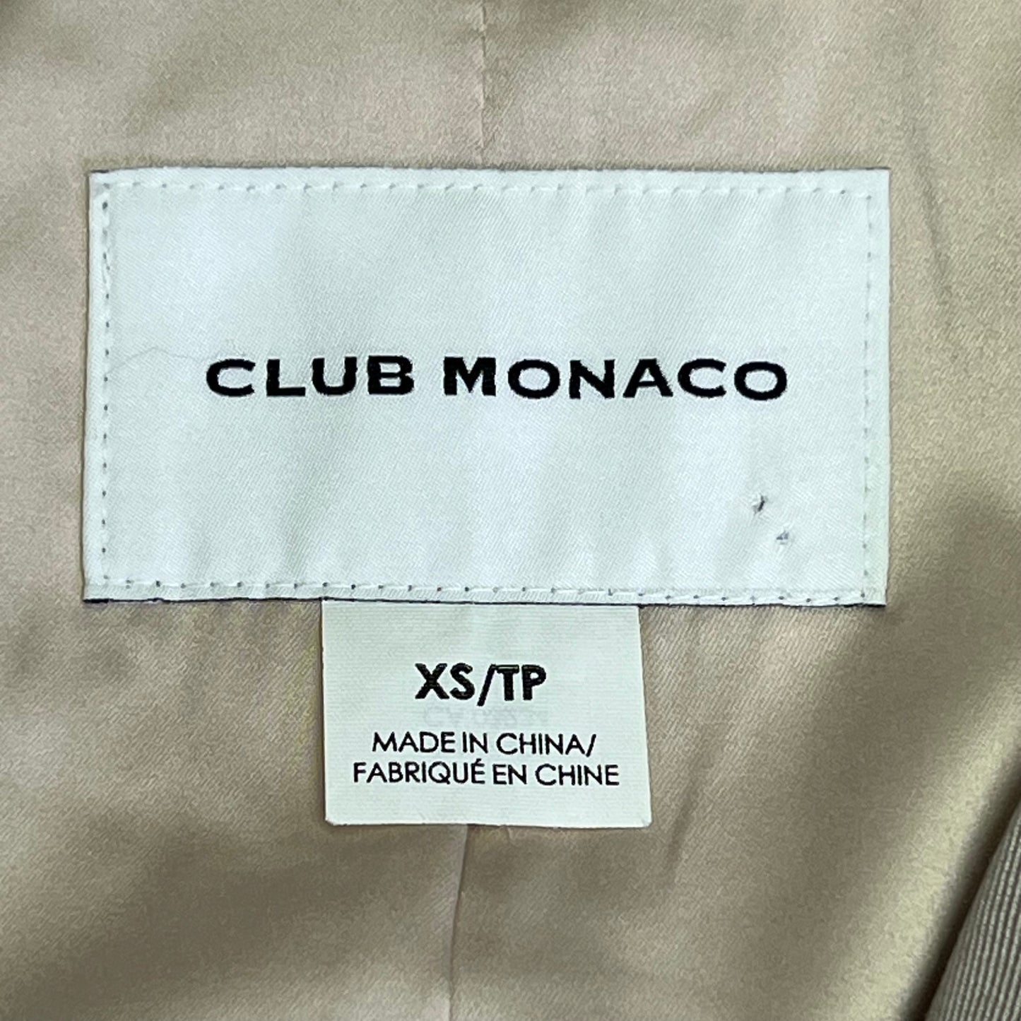 CLUB MONACO Long Trench Coat 100% Lyocell Shell Women's Sz S Light Khaki