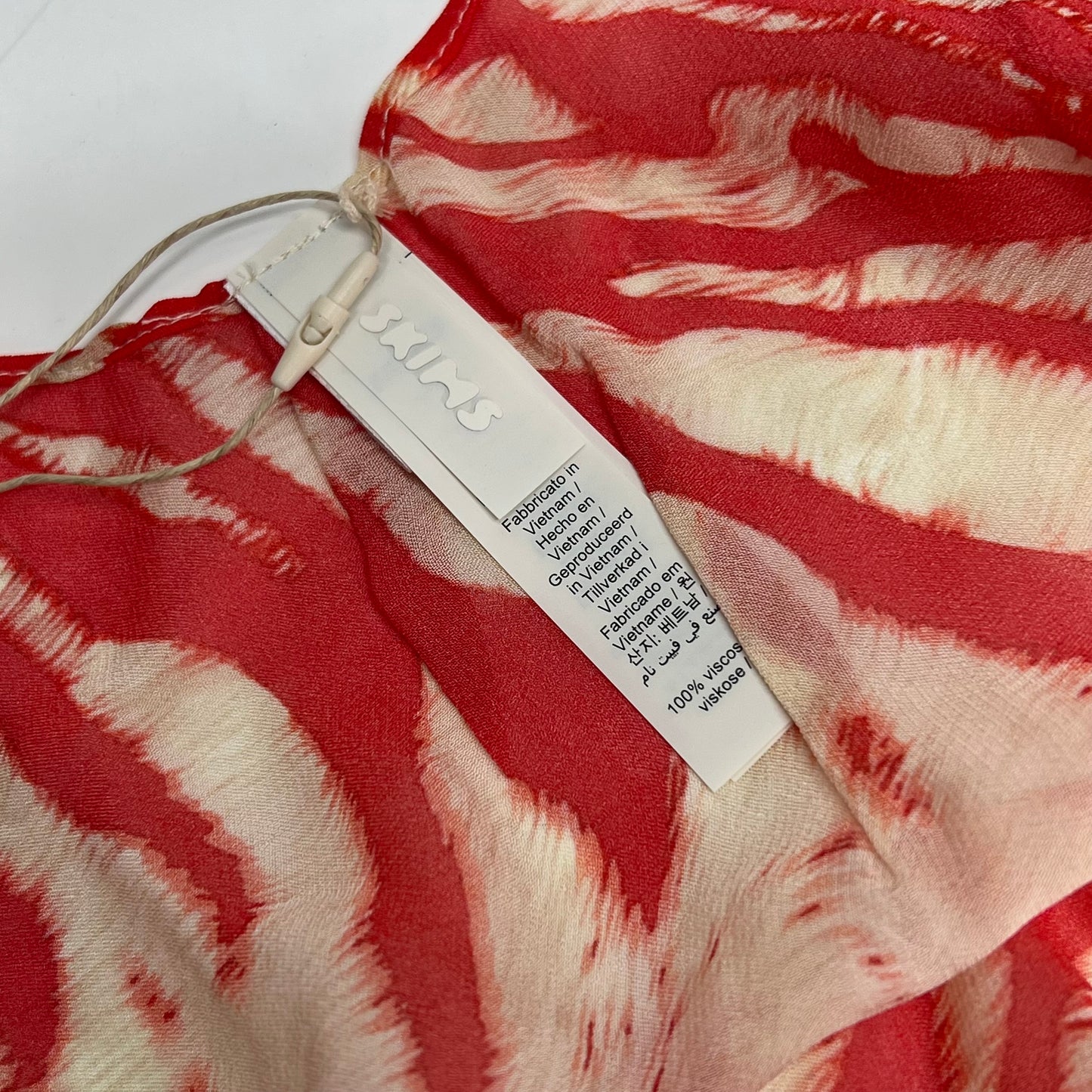 SKIMS Sheer Open Front Sarong Women's Sz S Carmine Zebra Print CU-ONE-10711W