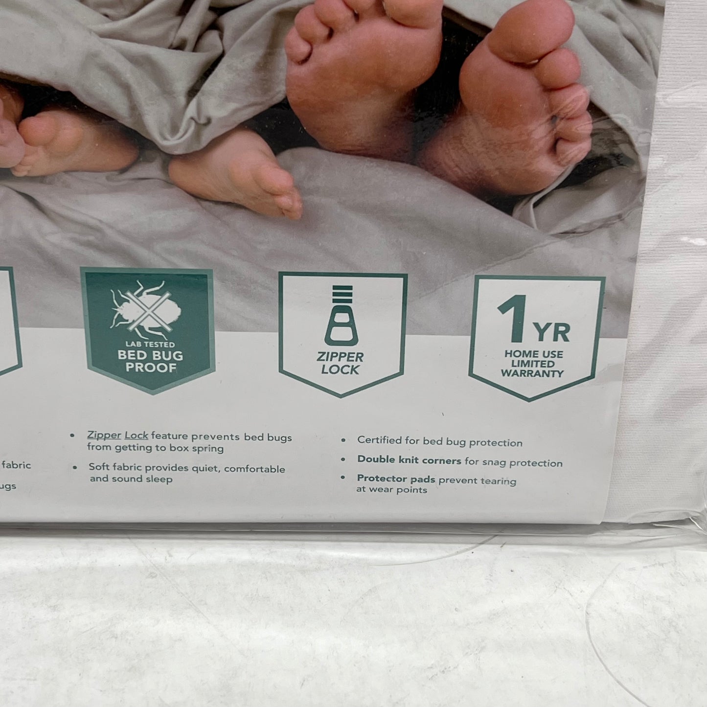 JT EATON Lock Up Box Spring Encasement Prevents Bed Bugs Queen White 80QUBOX