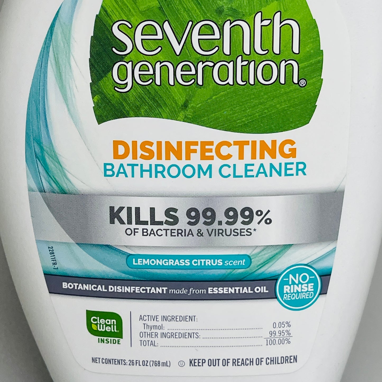 Z@ SEVENTH GENERATION Bathroom Disinfecting Cleaner LemonGrass Citrus Scent 26 fl oz