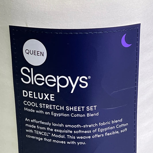 SLEEPYS Egyptian Cotton Deluxe Cool Stretch Sheet Set Queen White SLPCSS-Q-WH