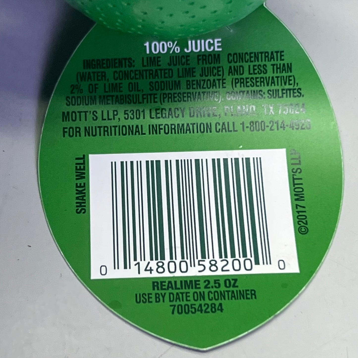 REALIME (24 PACK) Plastic Squeeze Lime Juice 2.5 fl oz Green 10062760 BB 01/26