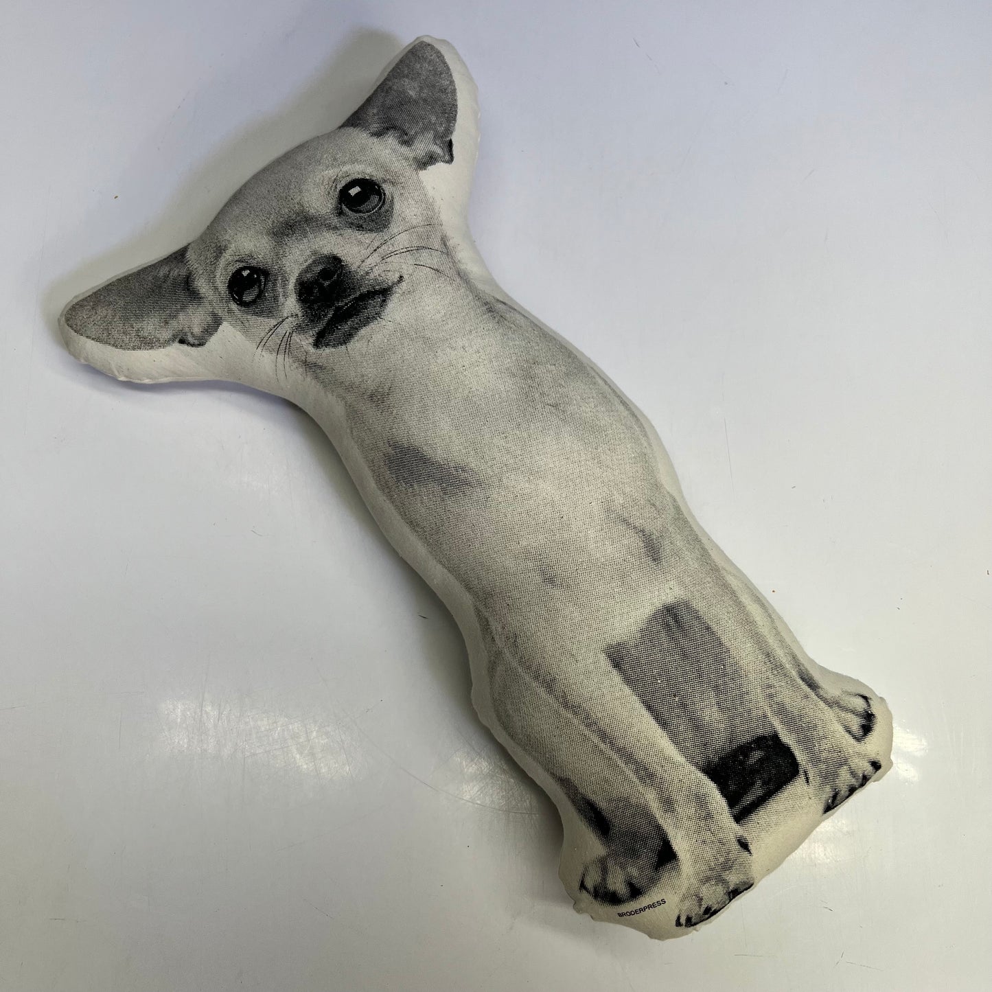 BRODERPRESS Hand Silkscreened Contoured Chihuahua Pillow 15"x9" Black & White