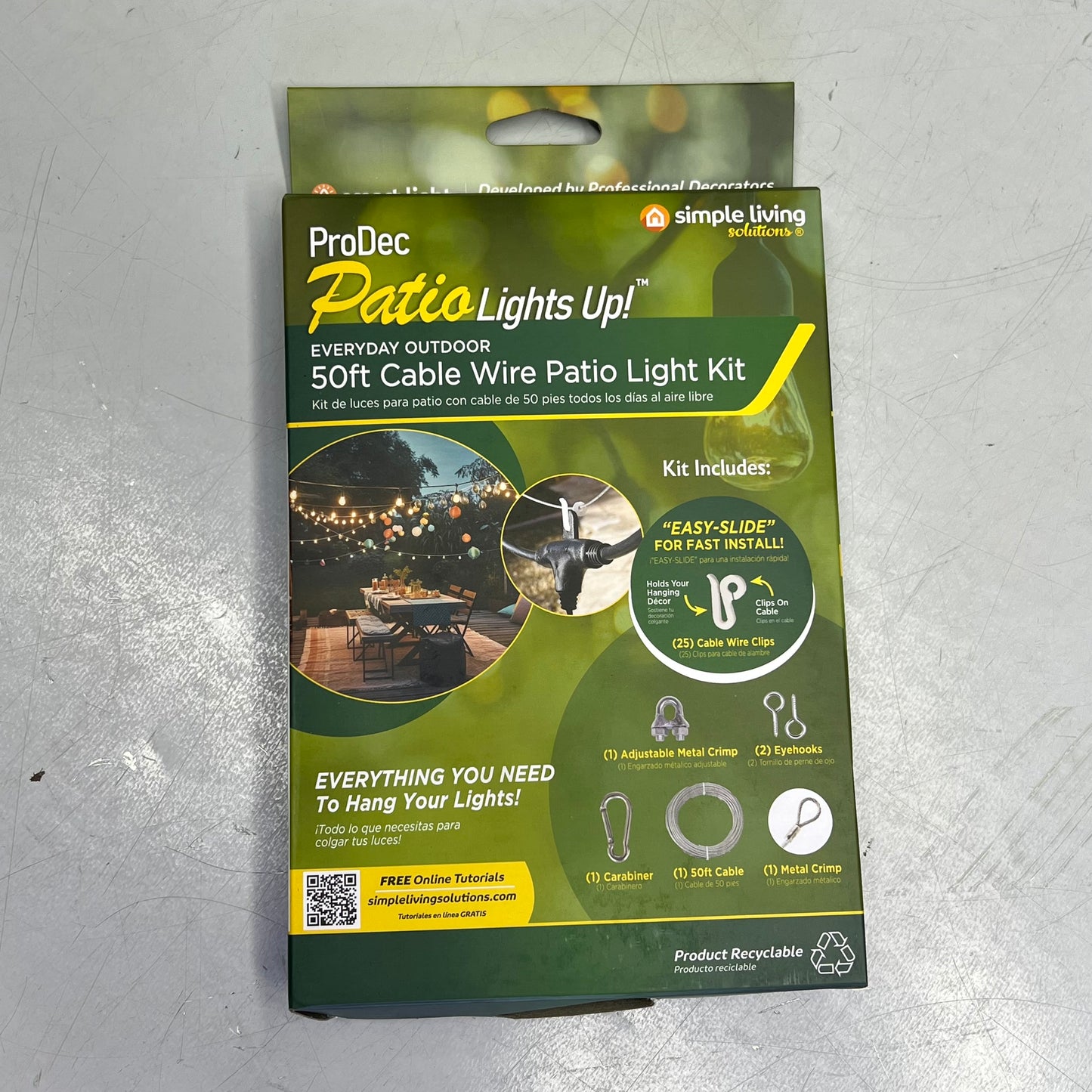 SIMPLE SOLUTIONS Outdoor Cable Wire Patio Light Kit 50' Cable Range 815050