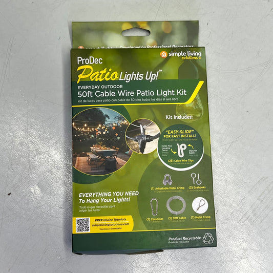 SIMPLE SOLUTIONS Outdoor Cable Wire Patio Light Kit 50' Cable Range 815050
