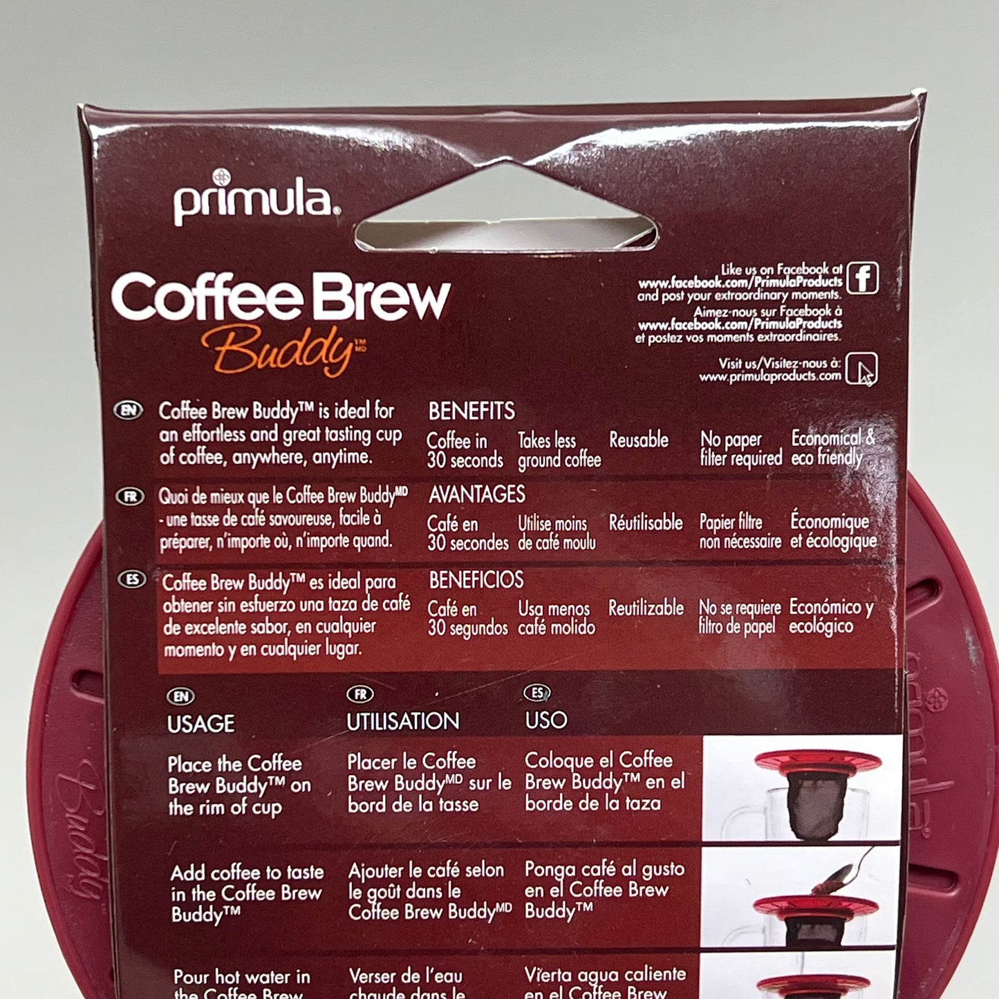 EPOCA (3 PACK) Primula Single Serve Portable Coffee Brew Buddy Maroon PVBR-0146